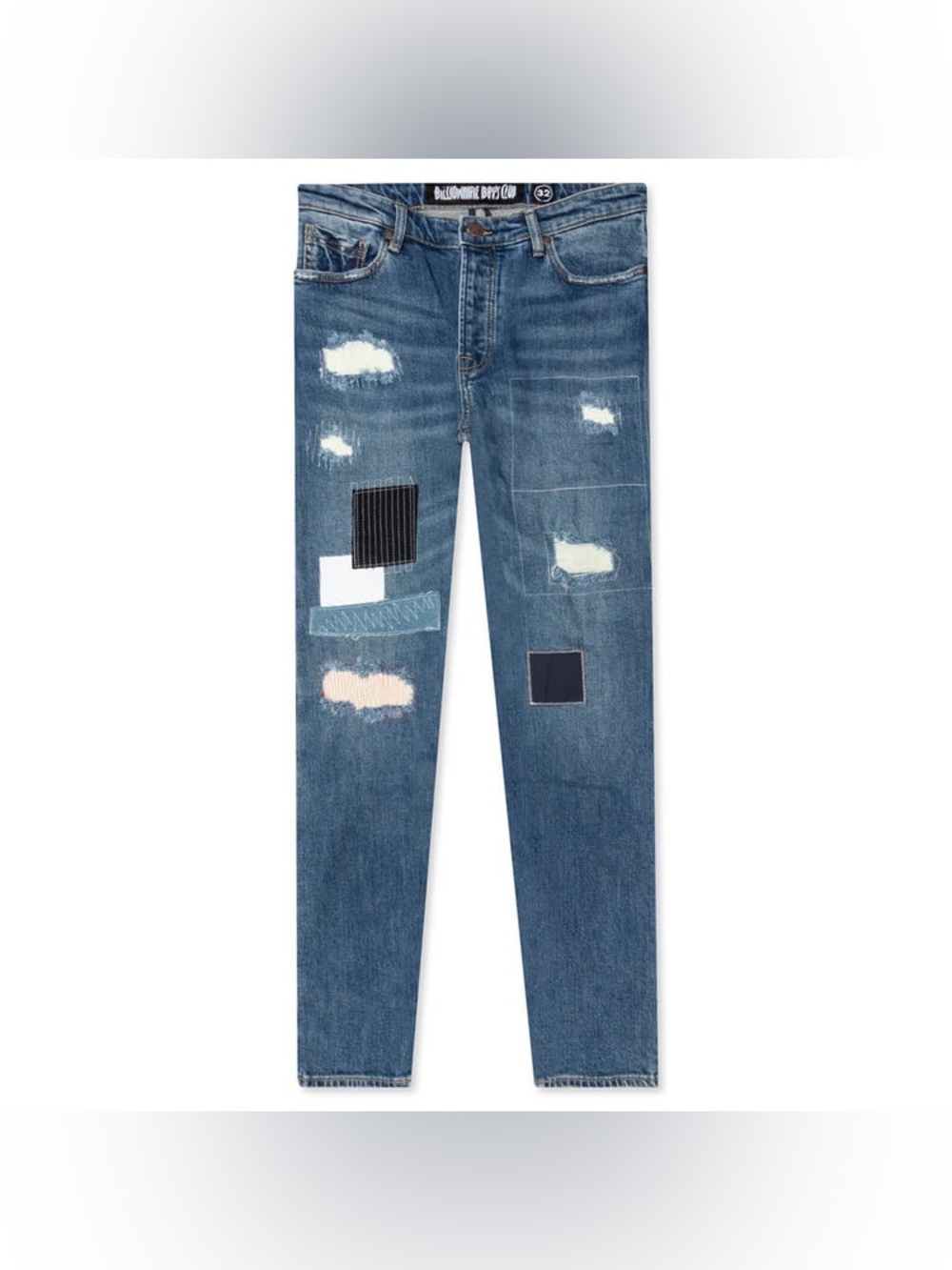 Billionaire Boys Club Blue Patchwork Distressed Men's Jeans Size 34
